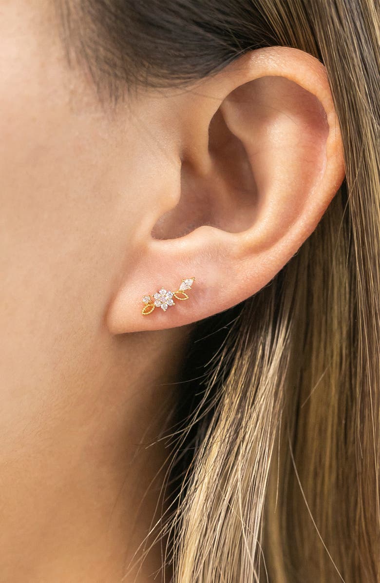 Girls Crew Sparkle Flower Piercing Style Single Stud Earring, Alternate, color, Gold