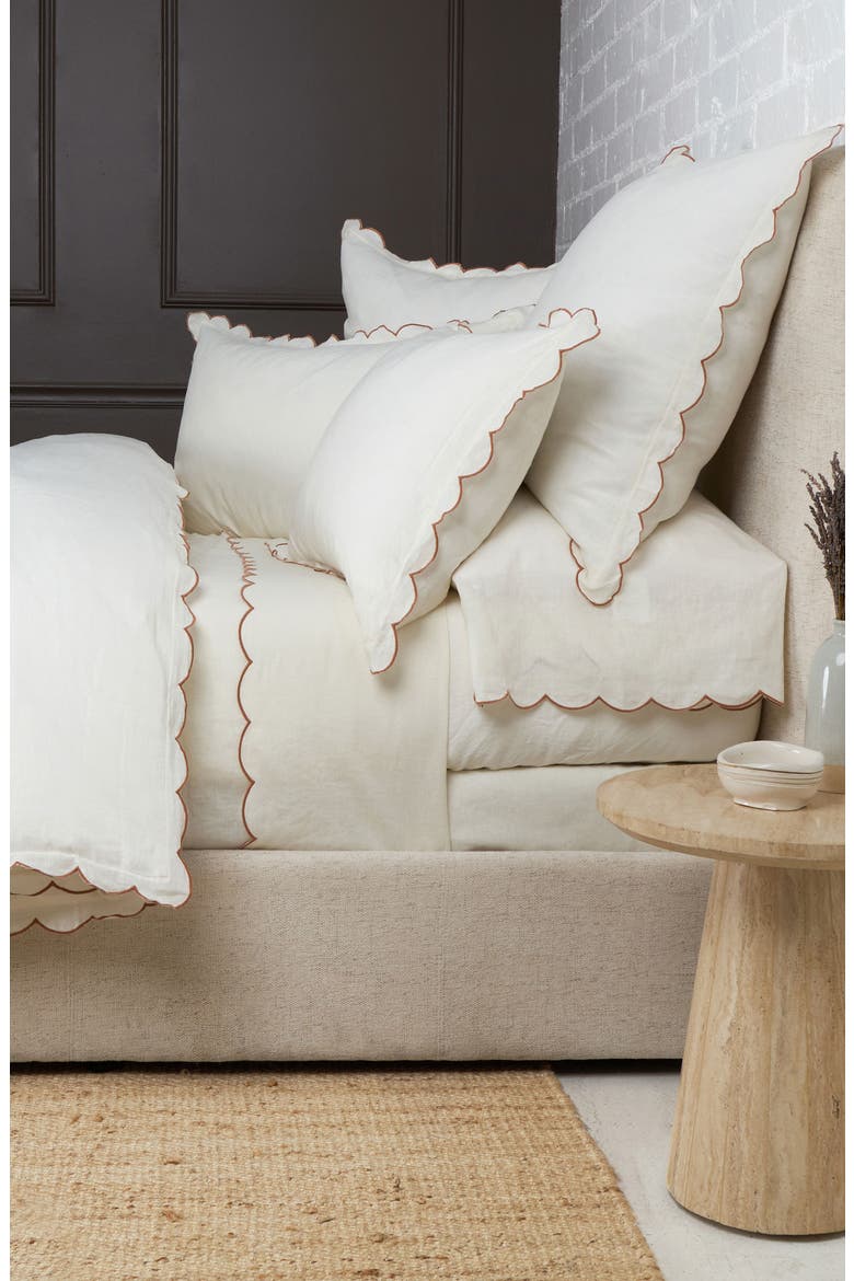 Kelly Linen Duvet Cover, Alternate, color, CREAM/ TERRA COTTA