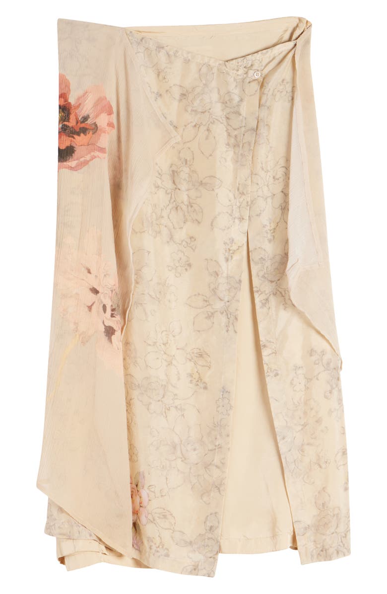Dries Van Noten Sosta Floral Layered Mixed Media Silk Blend Skirt, Alternate, color,