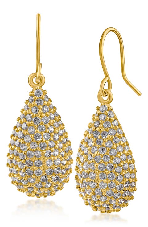 Pavé Cubic Zirconia Teardrop Earrings