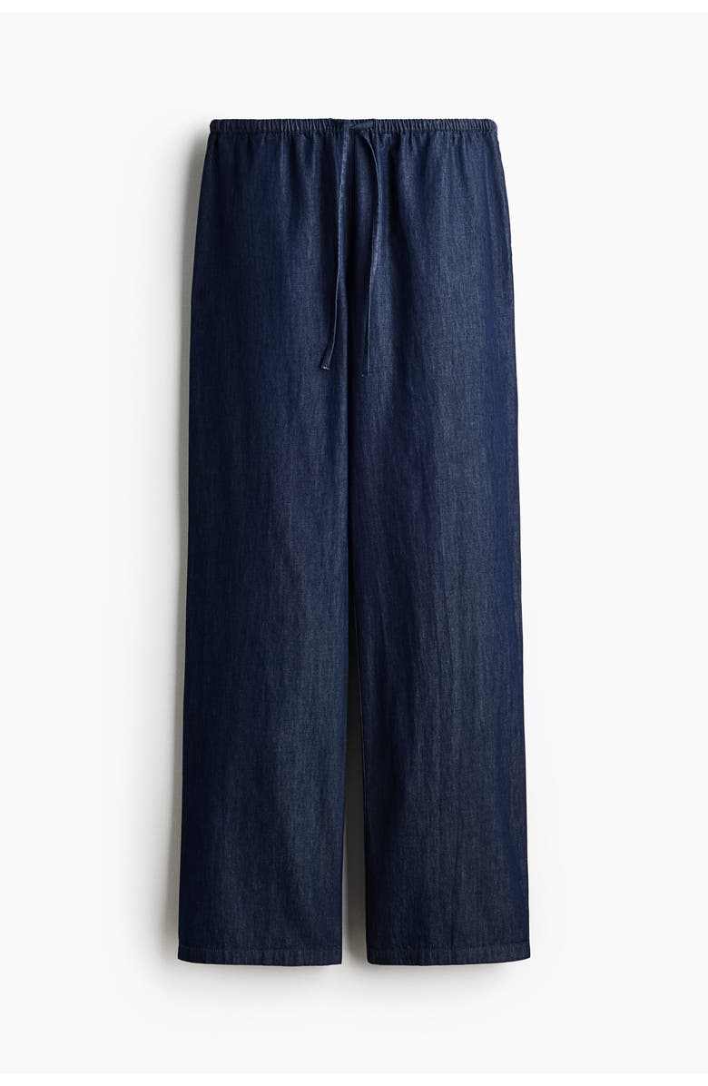H&M Denim Drawstring Trousers, Main, color, Dark Denim Blue