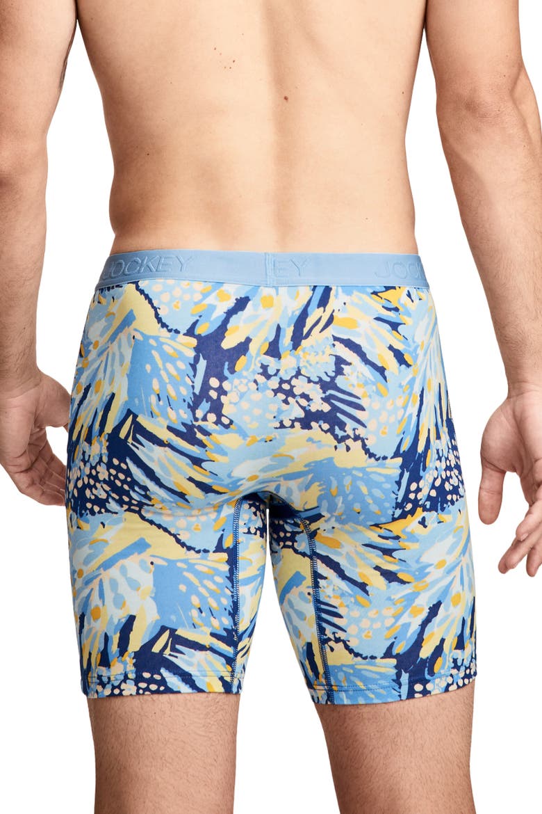 Men's Chafe Proof Pouch Cotton Stretch 8.5" Long Leg Boxer Brief - 3 Pack, Alternate, color, Tropic Breeze