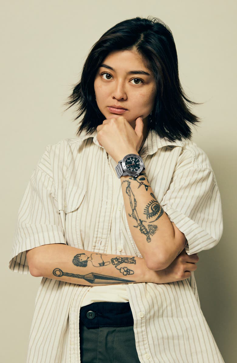 Nixon Smyth 44 Bracelet Watch, 44mm, Alternate, color, Silver / Black