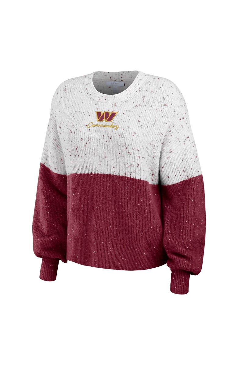WEAR by Erin Andrews Women's WEAR by Erin Andrews  White/Burgundy Washington Commanders Lighweight Modest Crop Color-Block Pullover Sweater, Alternate, color, 