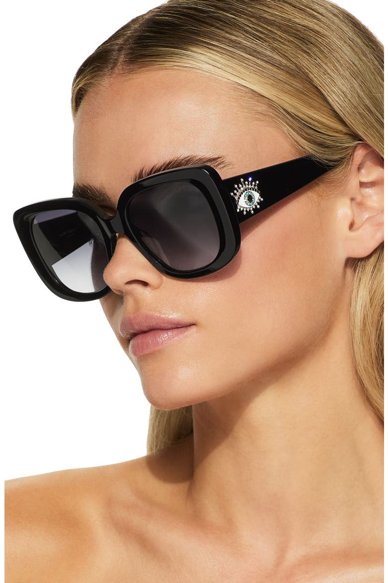 53mm Gradient Butterfly Sunglasses, Alternate, color, BLACK/ SMOKE GRADIENT
