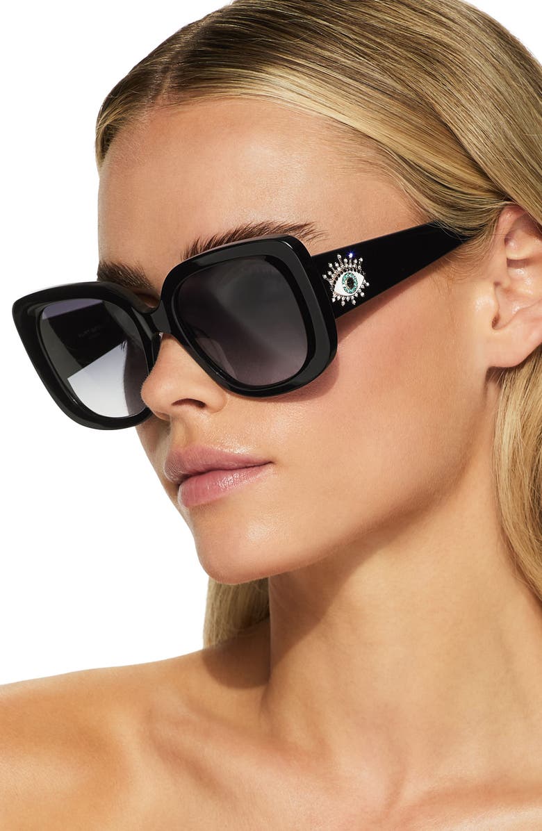 Kurt Geiger London 53mm Gradient Butterfly Sunglasses, Alternate, color, Black/ Smoke Gradient