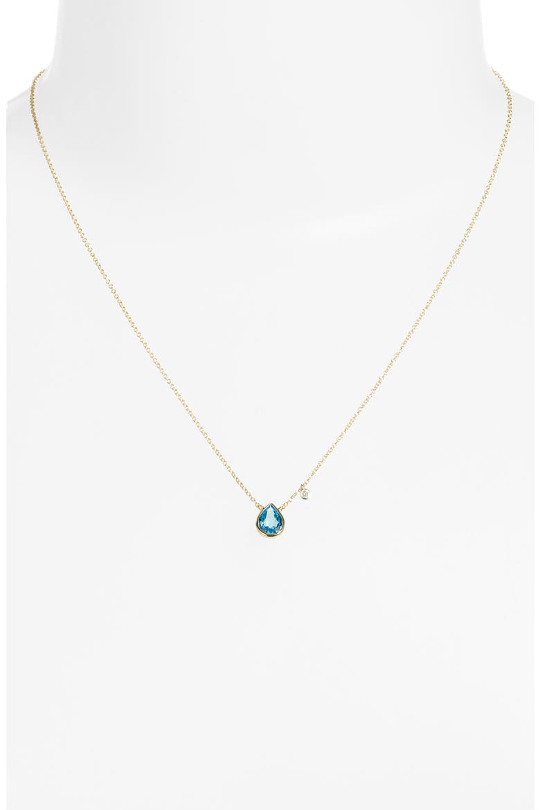 Blue Topaz & Diamond Pendant Necklace, Alternate, color, YELLOW