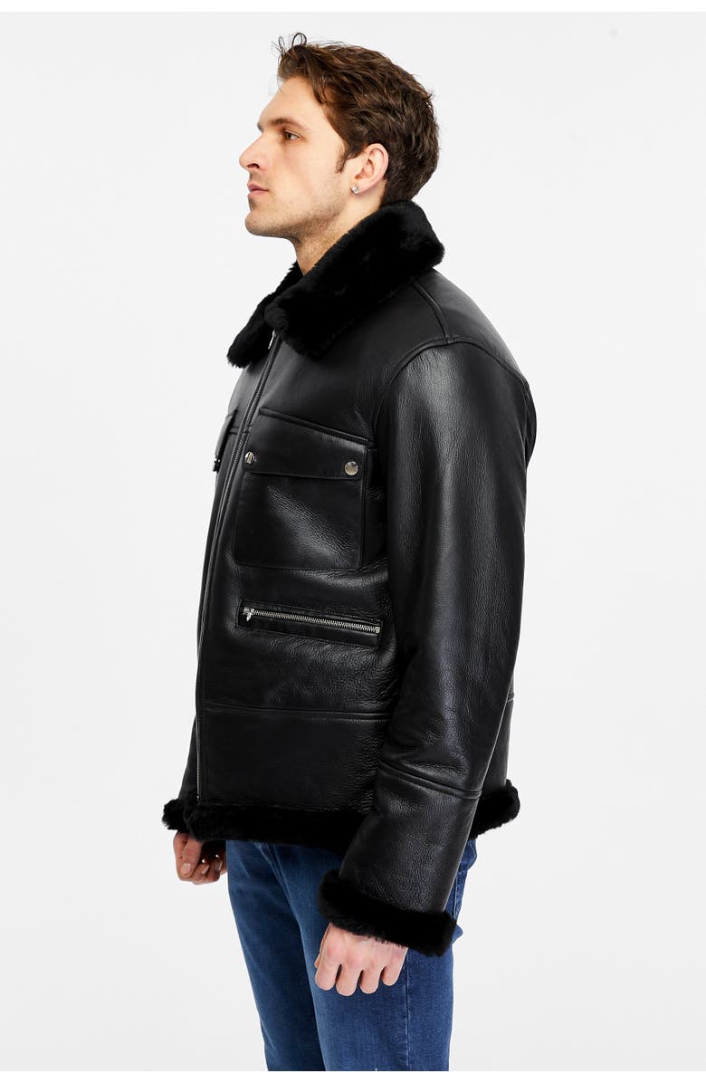 Furniq UK Albert Shearling Jacket, Alternate, color, Black