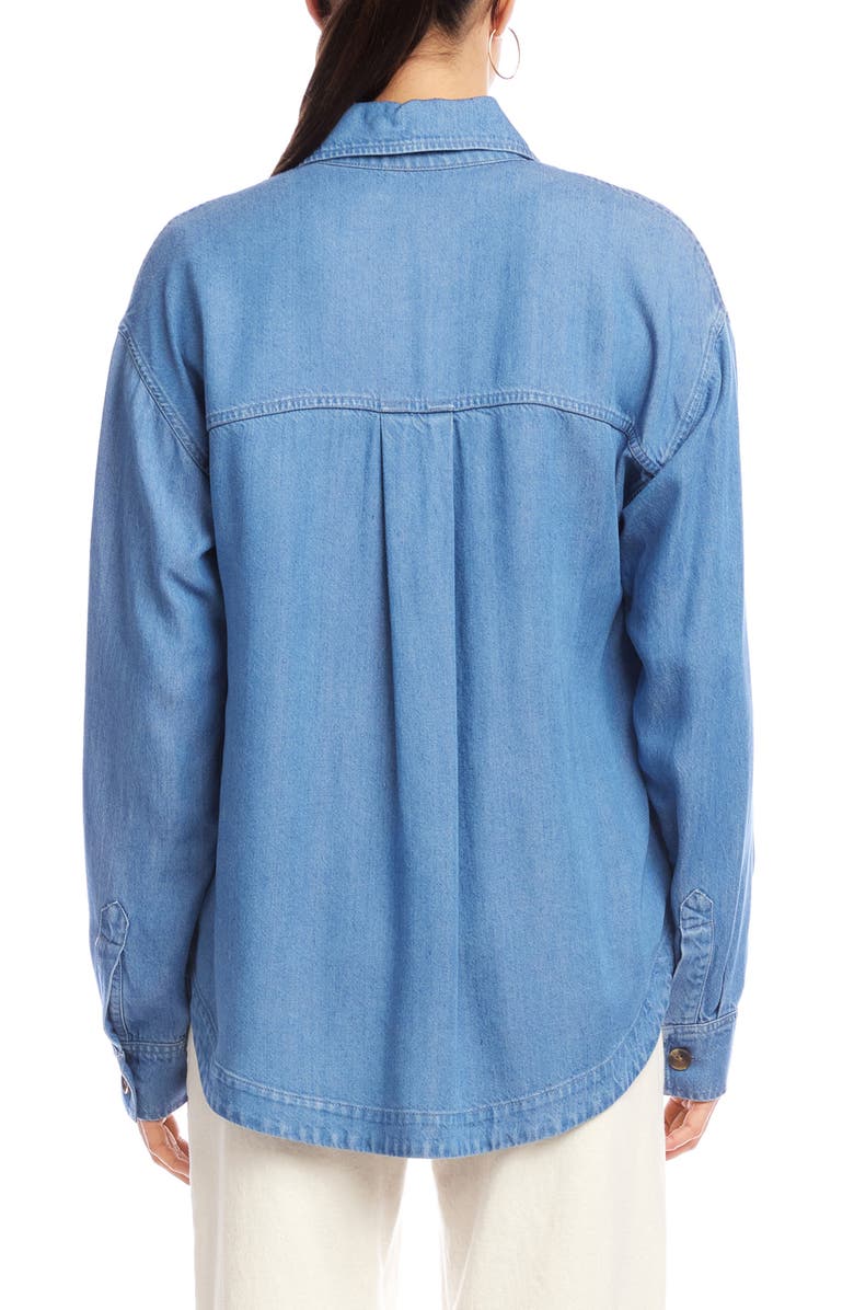 Karen Kane Denim Button-Up Shirt, Alternate, color, Denim