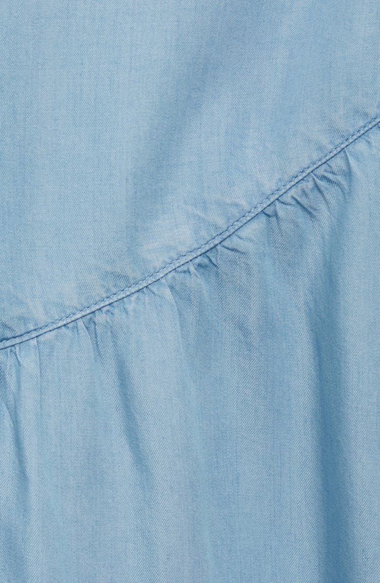 MANGO Gathered Denim Midi Skirt, Alternate, color, Medium Blue