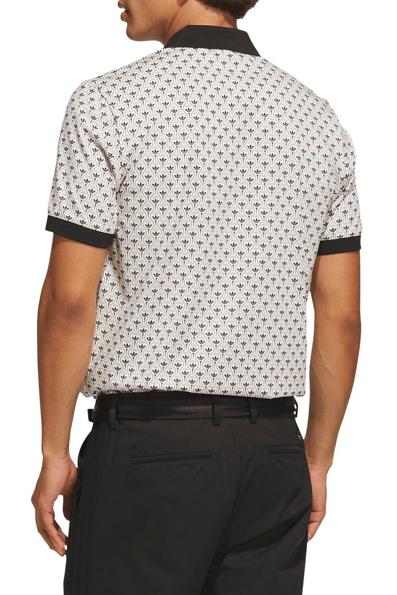 Originals Trefoil Print Polo, Alternate, color, BLACK/ CHALK WHITE