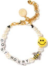 Venessa Arizaga Don't Worry Bee Happy Pearl Bracelet