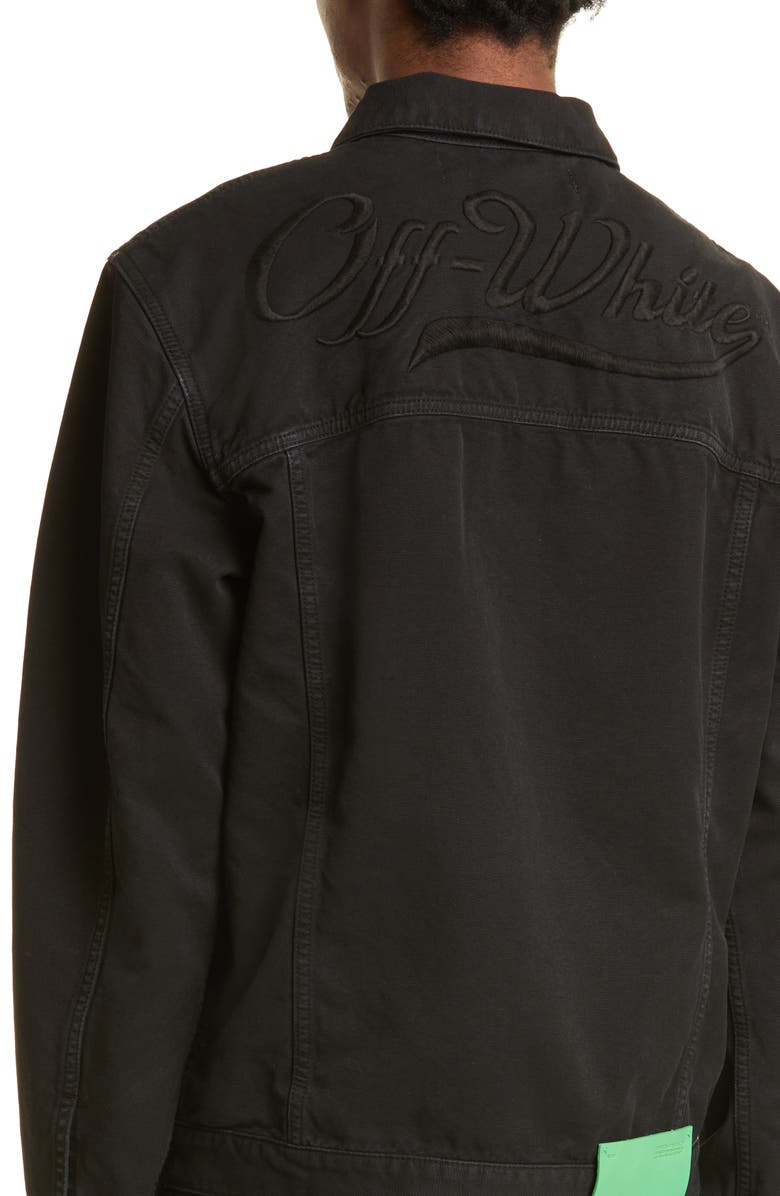 Off-White Wave Off Cotton Canvas Skate Jacket, Alternate, color, Black