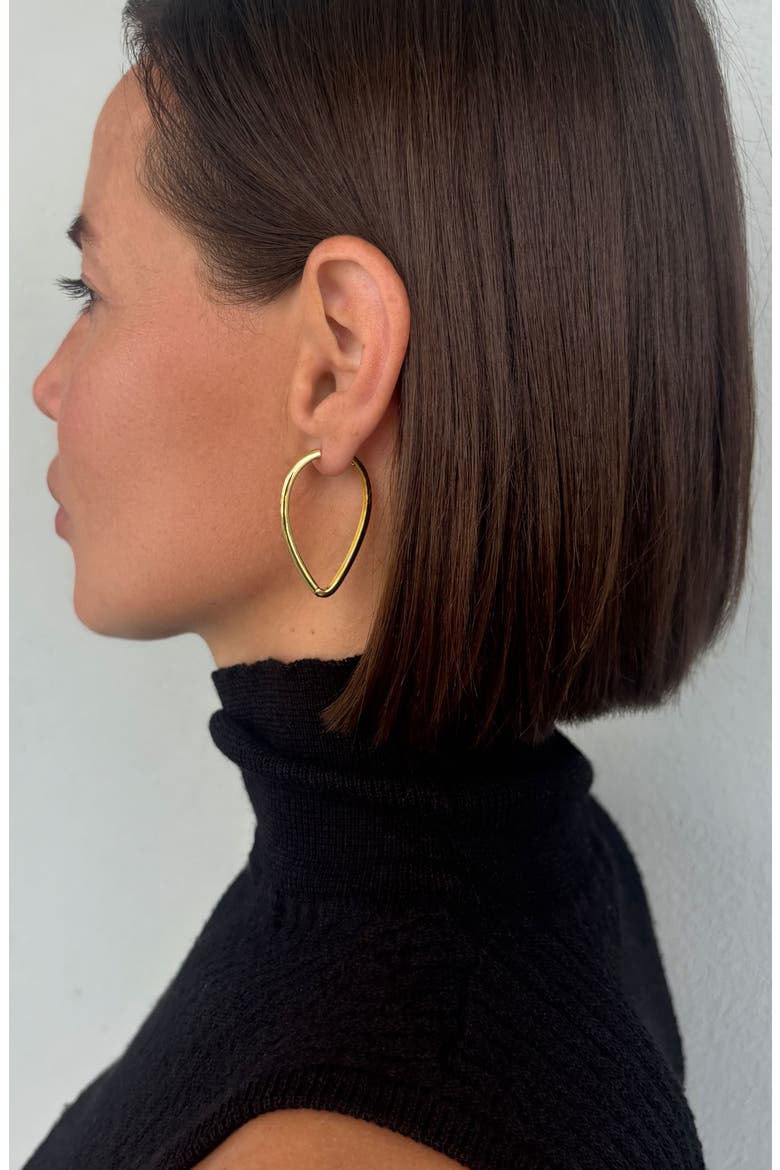 Pear Shaped Hoop Earrings, Alternate, color, GOLD