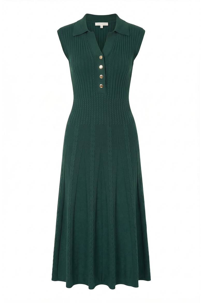 Sleeveless Knit Midi Dress, Alternate, color, Dark Emerald Green