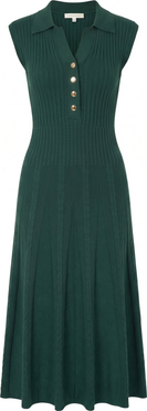 Modenaire Sleeveless Collared Knit Midi Dress