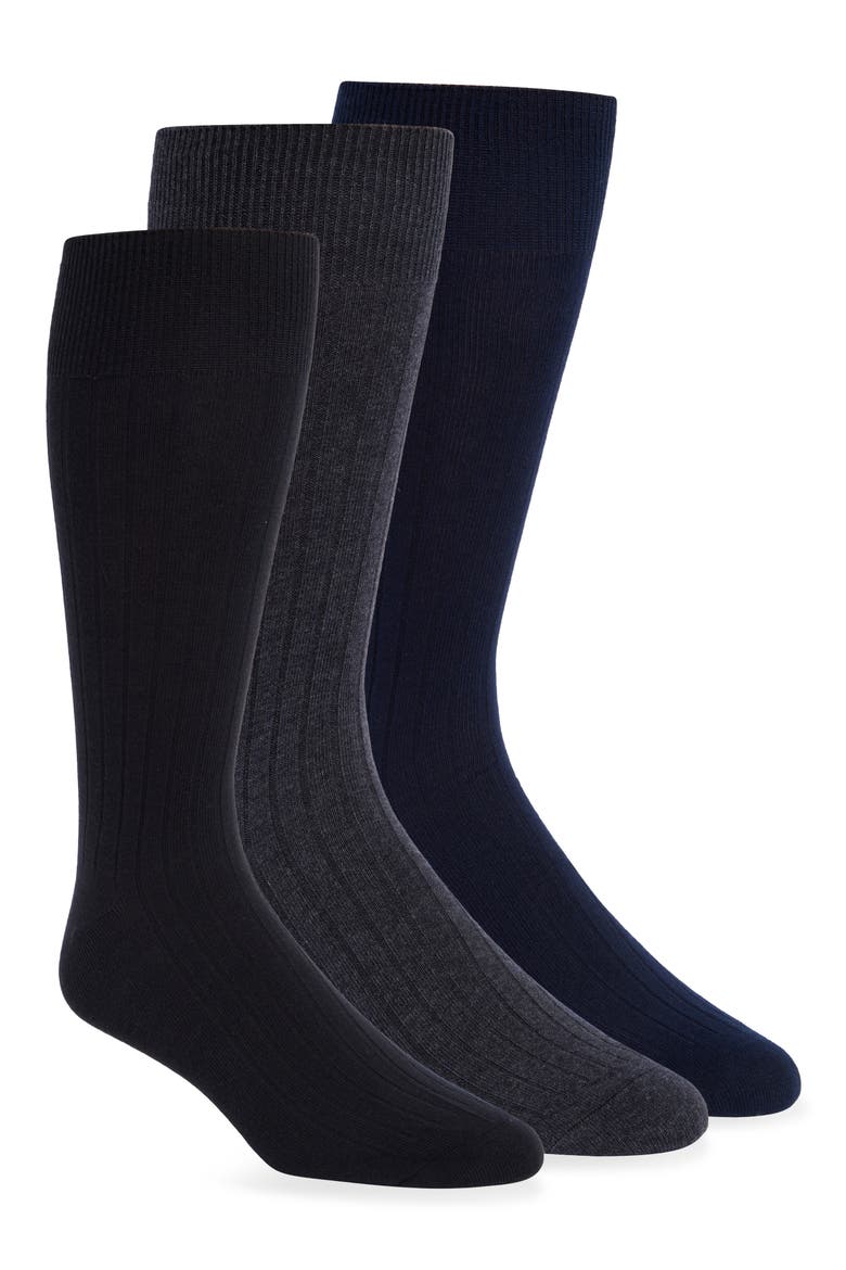 3-Pack Dress Socks, Main, color, CHARCOAL