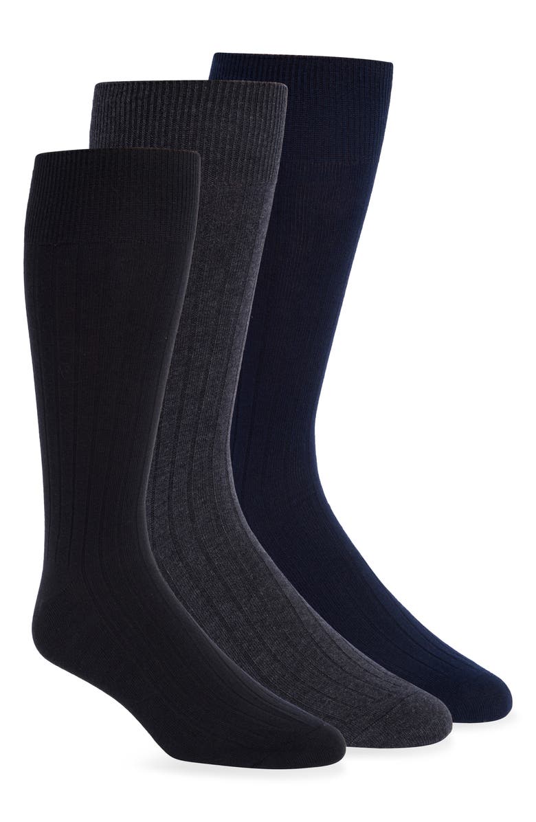 Lorenzo Uomo 3-Pack Dress Socks, Main, color, Charcoal