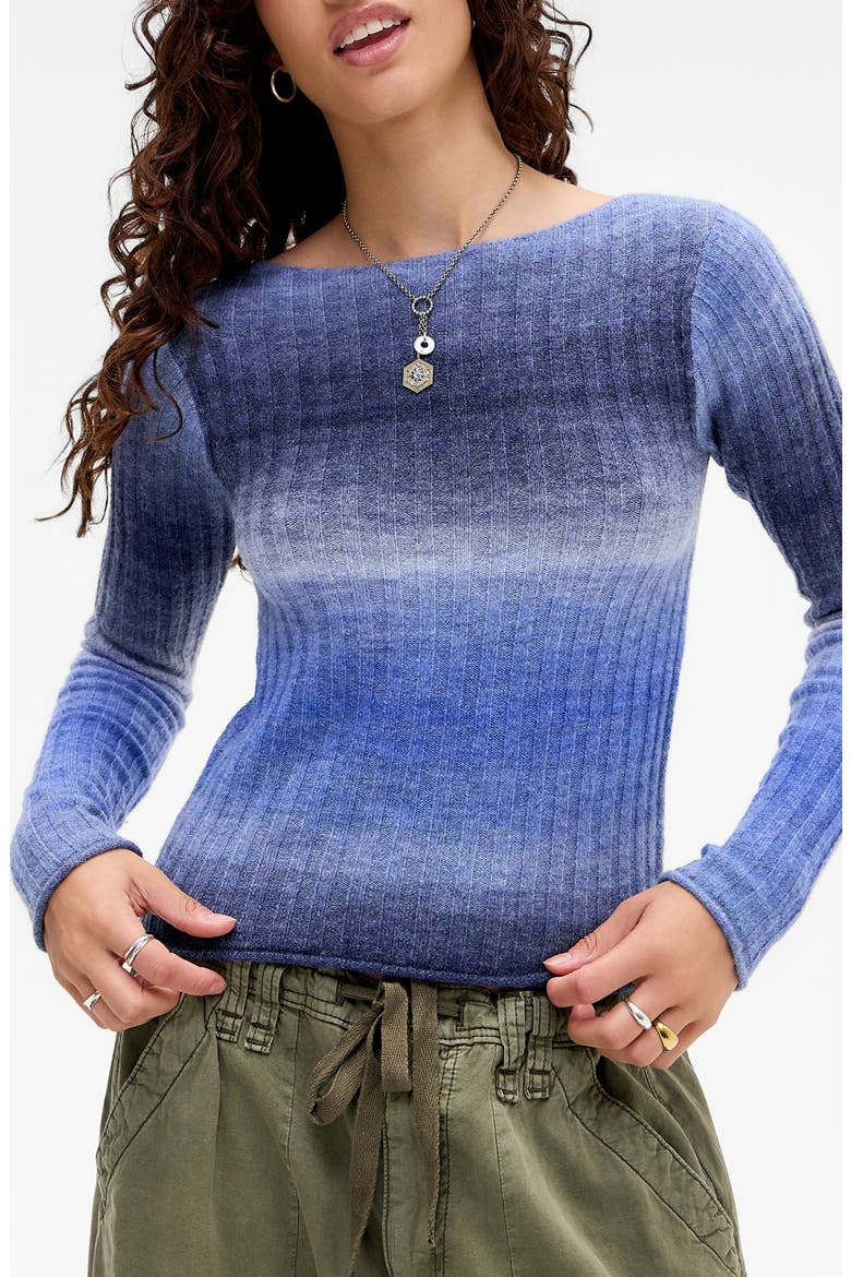 Ombré Stripe Sweater, Main, color, BLUE