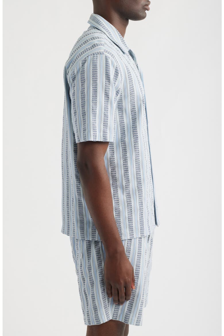 Didcot Stripe Cotton Dobby Camp Shirt, Alternate, color, BLUE