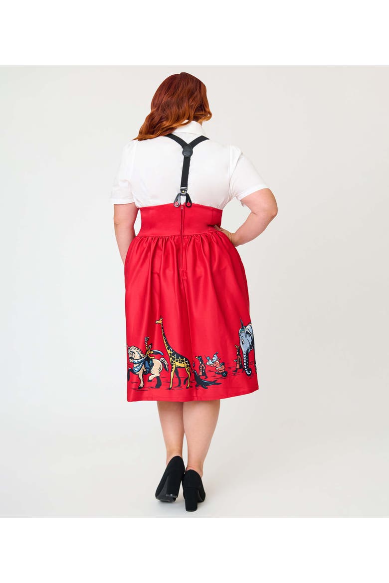 Plus Size Suspender Swing Skirt, Alternate, color, Red w/ Disney Animal Print