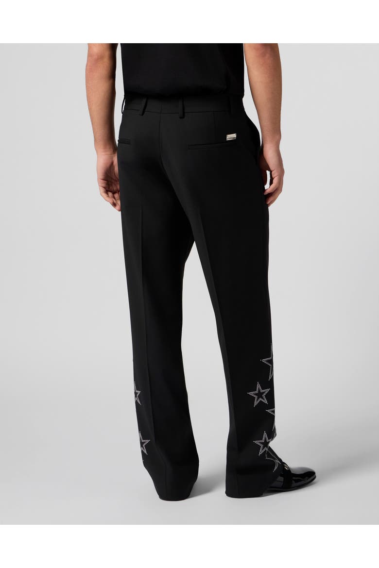 Loose Fit Trousers Stars Studs Men, Alternate, color, black