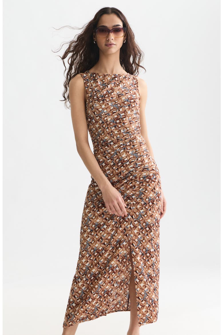 Print Texture Sleeveless Maxi Dress, Alternate, color, TILES FLOWER DOESKIN