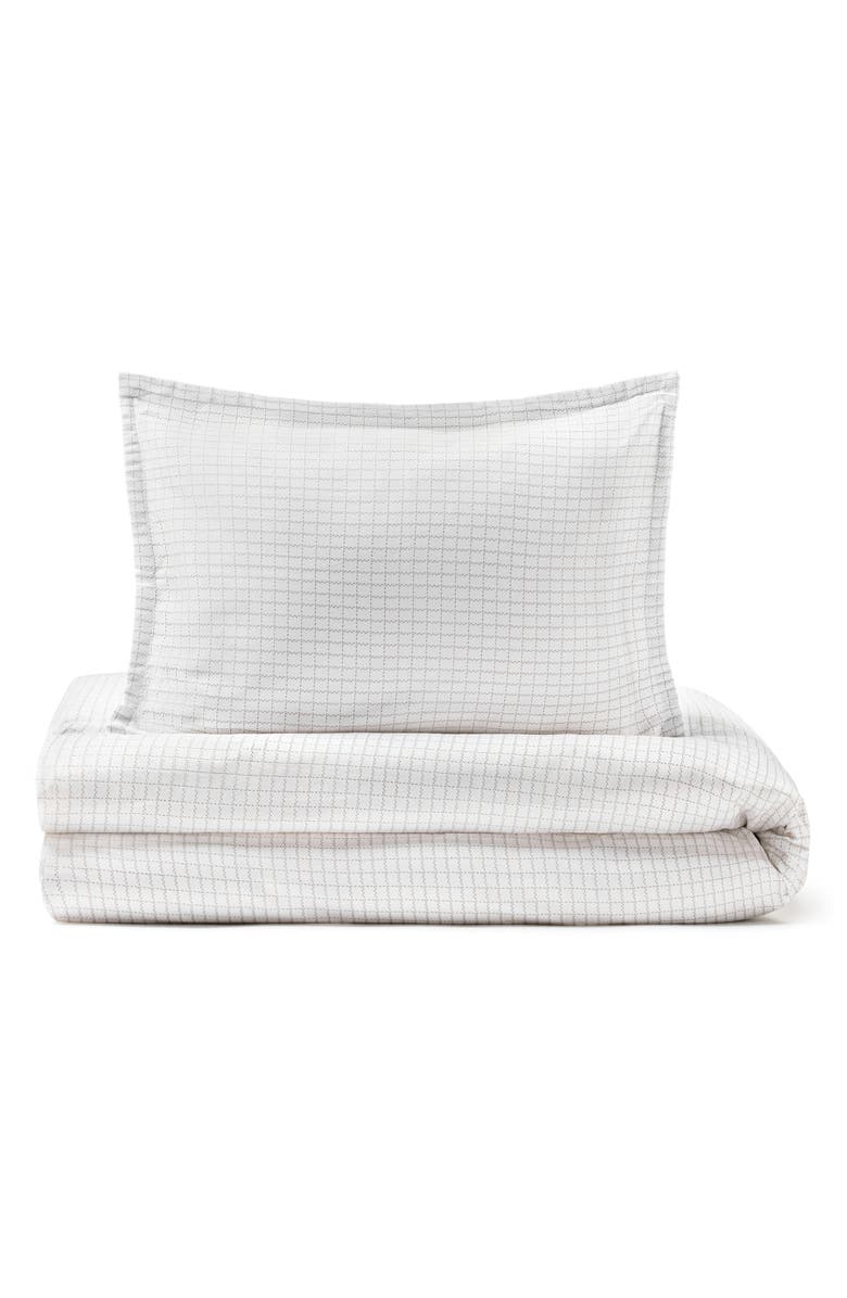 Domani Home Oxford Queen Duvet Cover, Sheet & Shams Set, Main, color, Grey Grid