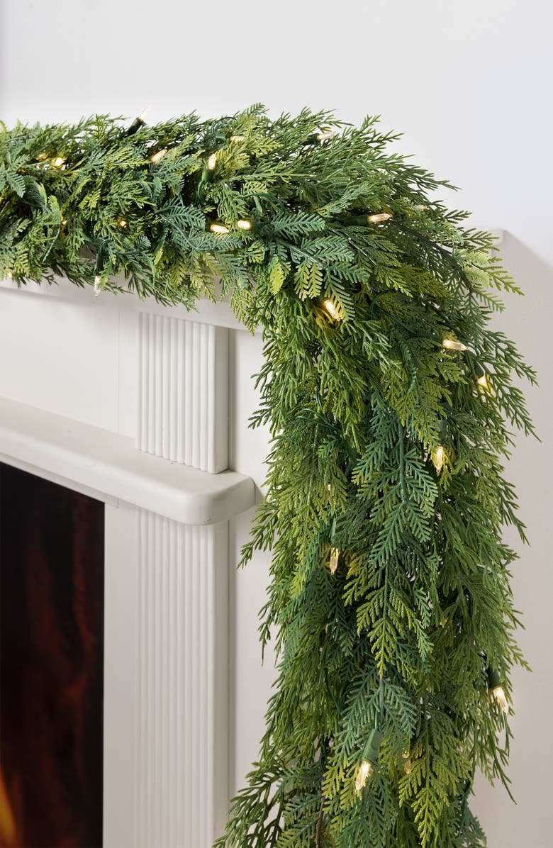 Balsam Hill Outdoor Cedar Woods Garland, Alternate, color, Green