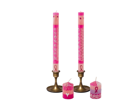 Pink on Pink Painted Candles - Set of 2
