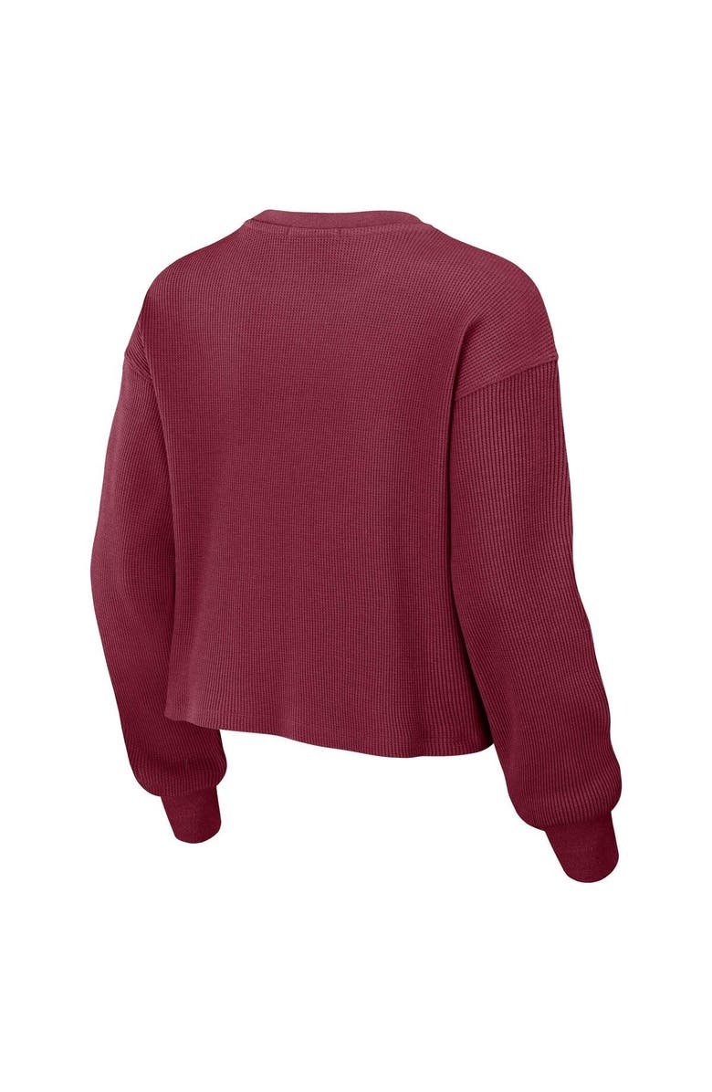 WEAR by Erin Andrews Women's WEAR by Erin Andrews Burgundy Washington Commanders Waffle Knit Long Sleeve T-Shirt & Shorts Lounge Set, Alternate, color,