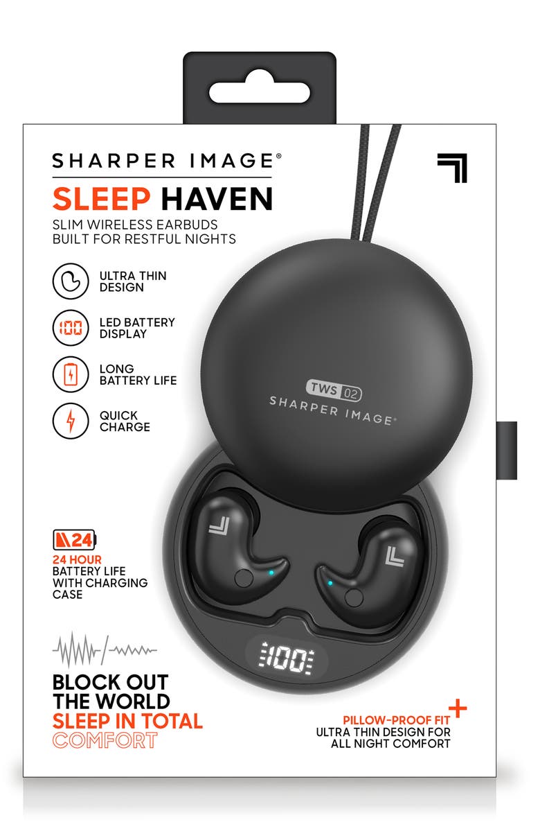 Sharper Image Sleep Haven Slim Wireless Earbuds, Alternate, color, Black