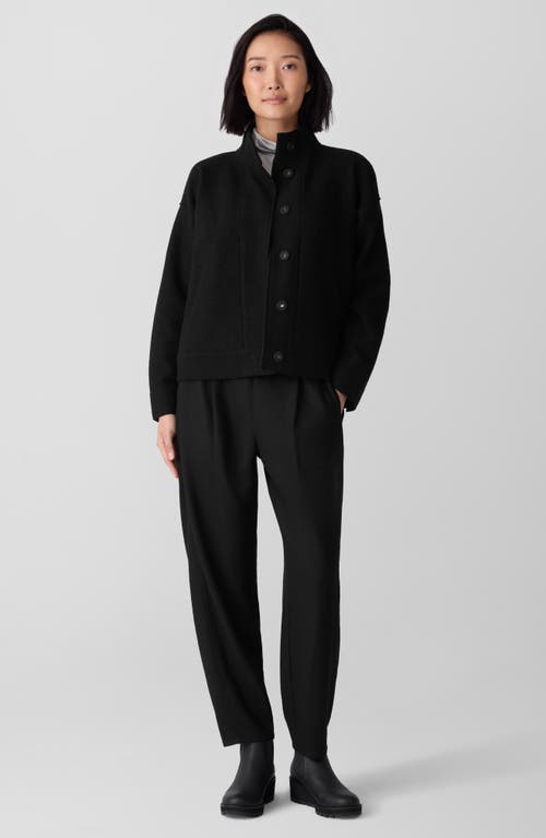 Eileen Fisher Button Front Wool Vest In Black