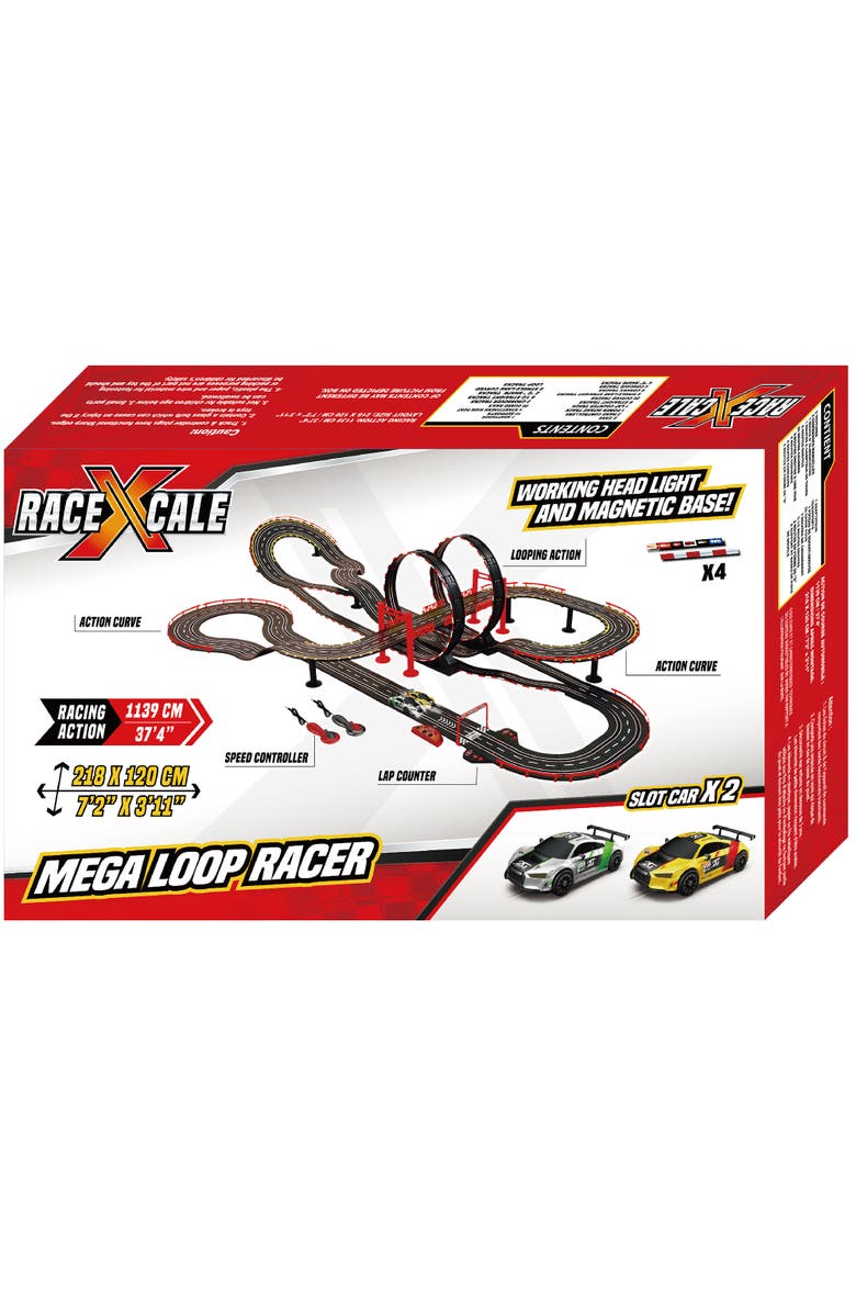 RaceXCale Mega Loop Racer 1 to 43 Scale G5, 2 Magnetic Cars, Alternate, color, Multicolored
