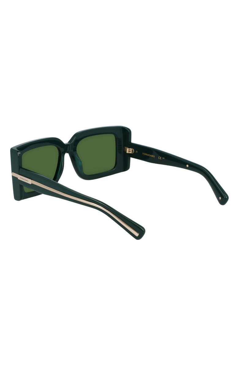 FERRAGAMO Prisma 55mm Modified Rectangular Sunglasses, Alternate, color, Dark Green