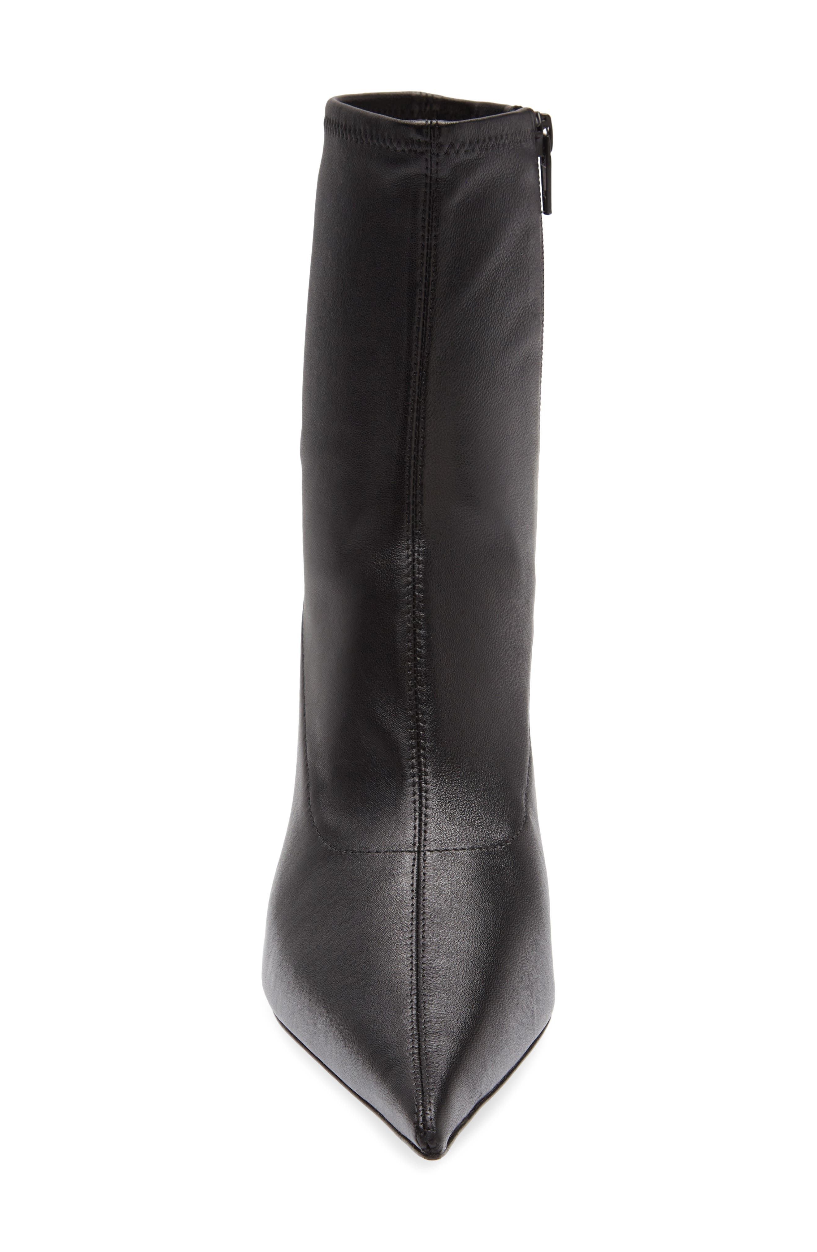 Fei Pointed Toe Stretch Leather Ankle Boot, Alternate, color, BLACK