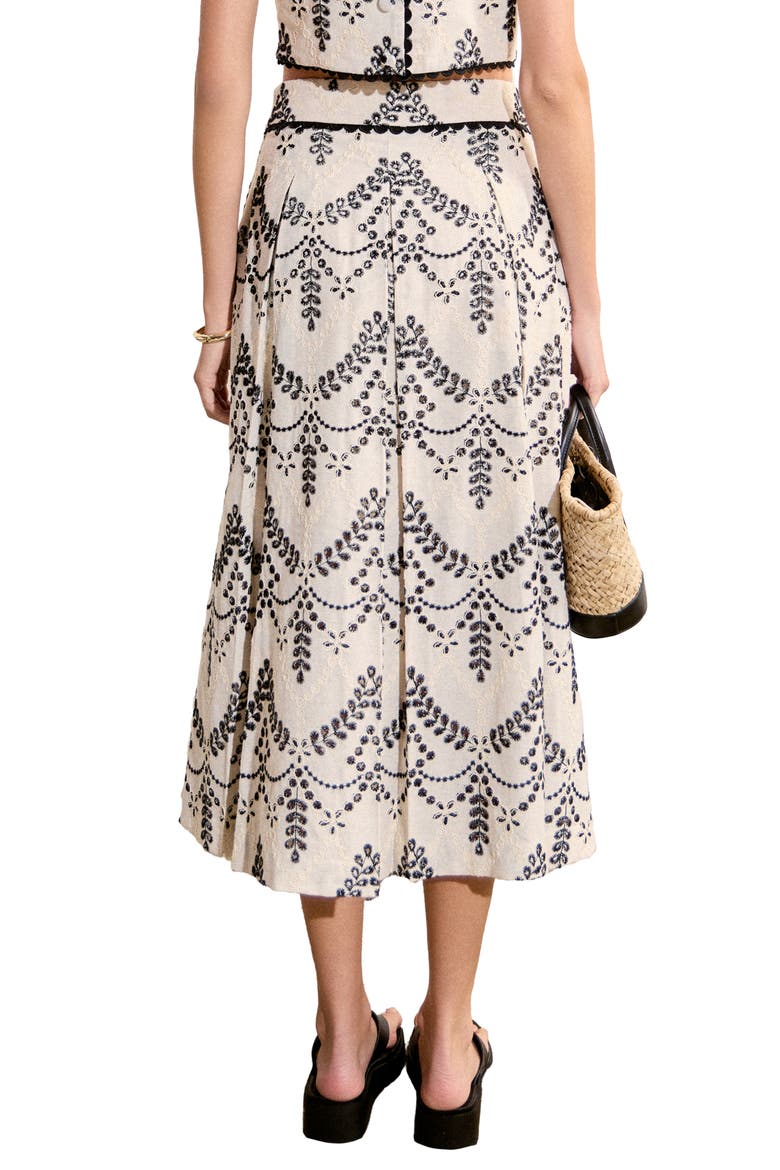 Embroidered Eyelet Maxi Skirt, Alternate, color, BEIGE/ BLACK