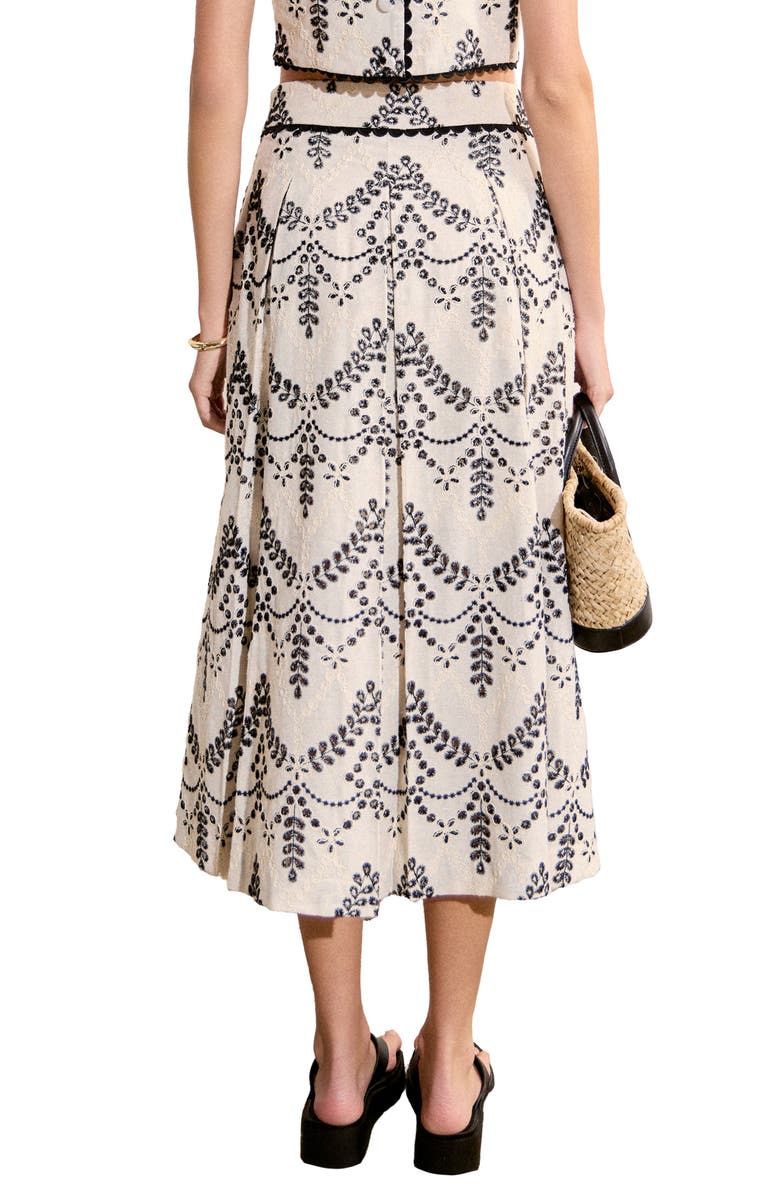 English Factory Embroidered Eyelet Maxi Skirt, Alternate, color, Beige/ Black