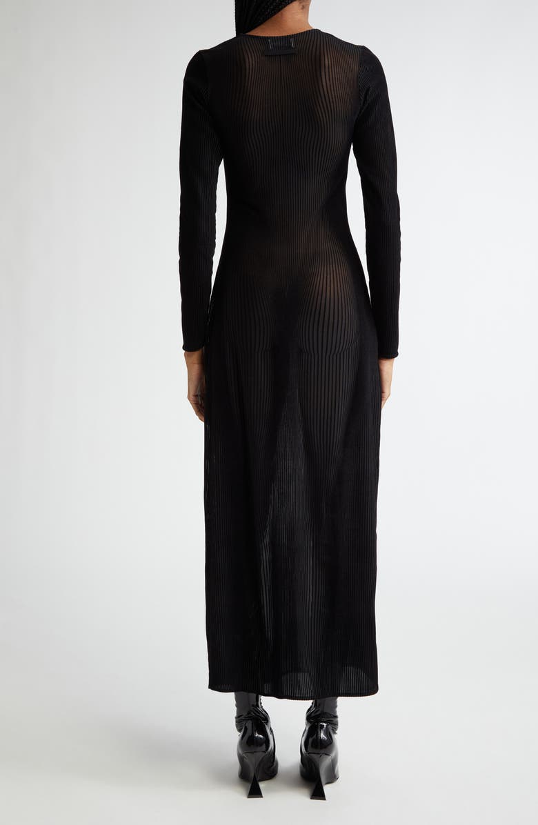 Jean Paul Gaultier The Morphing Pinstripe Flocked Long Sleeve Sheer Mesh Dress, Alternate, color,