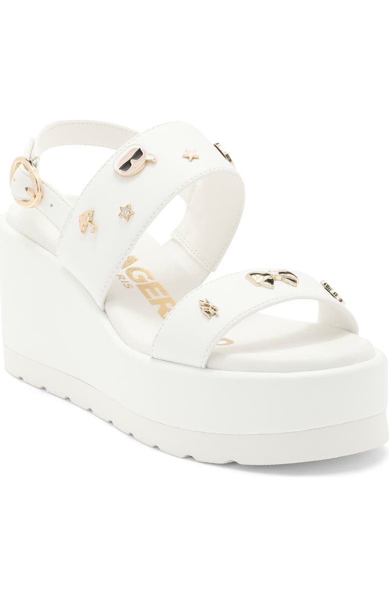 KARL LAGERFELD PARIS Cleome Slingback Platform Wedge Sandal, Main, color, Bright White