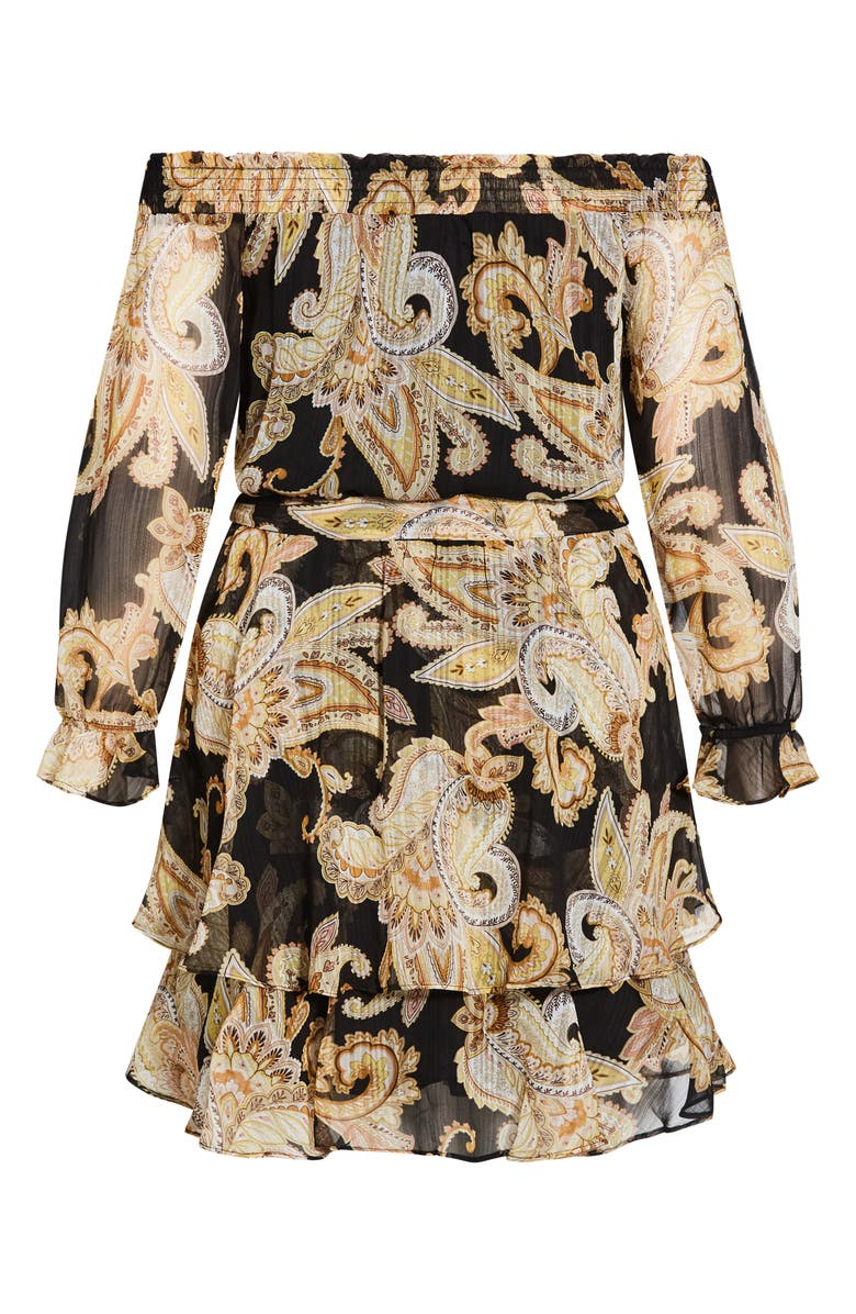 City Chic Pretty Paisley Off the Shoulder Minidress, Alternate, color, 