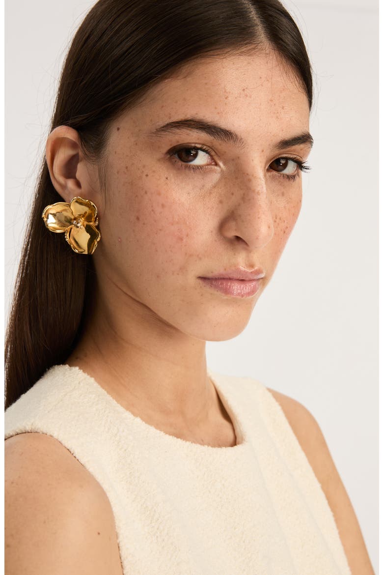 Flower Earrings, Alternate, color, GOLD