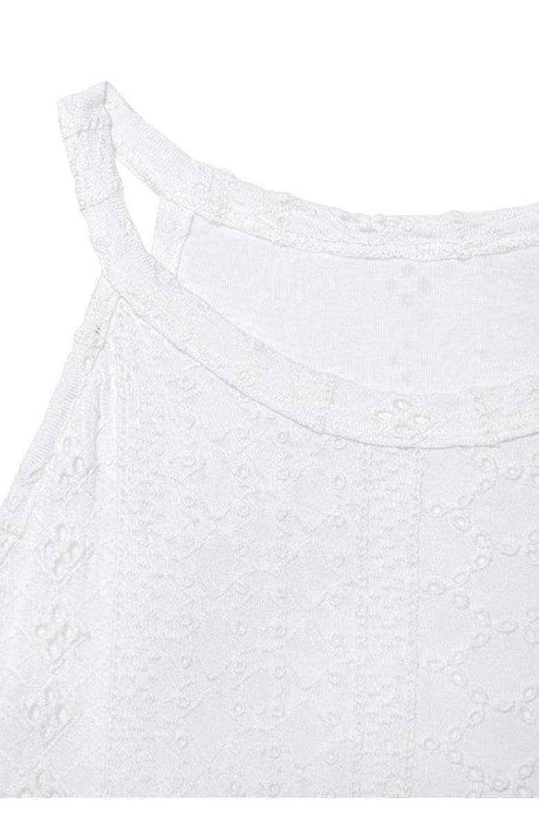 LASCANA Women's High Neck Eyelet Top, Alternate, color, White