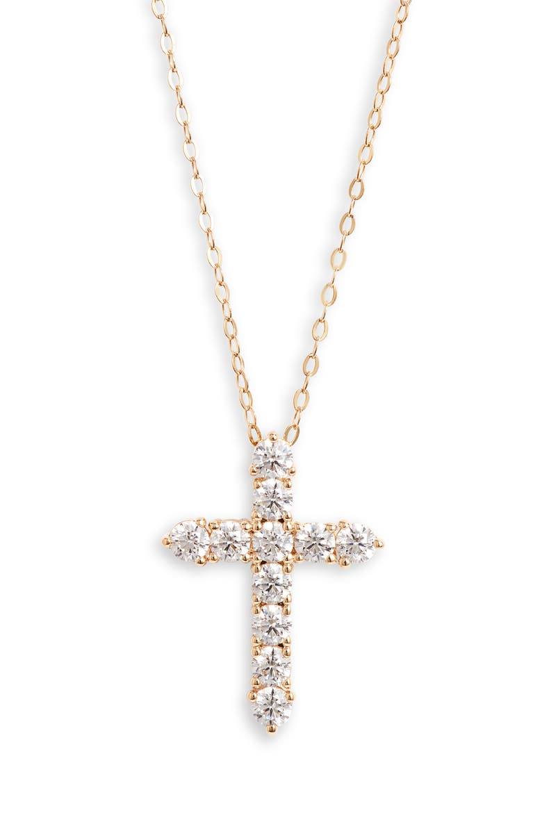 Nadri Cross Pendant Necklace, Main, color, Gold