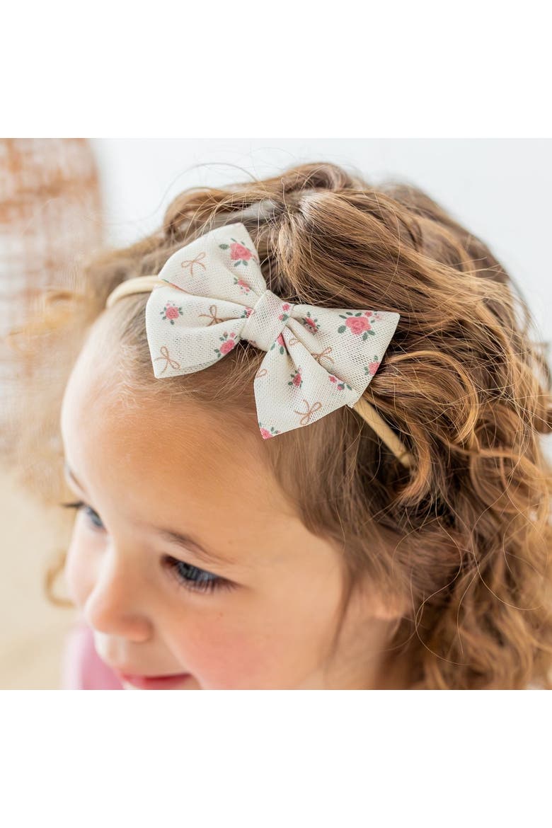 Rose Tulle Bow Baby Headband, Alternate, color, Ivory