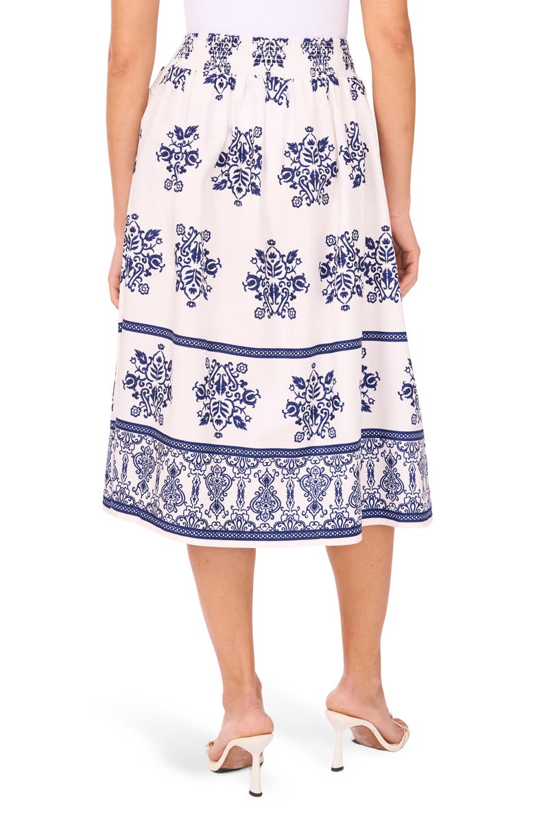 CeCe Embroidered Medallion Cotton Skirt, Alternate, color, Classic Navy