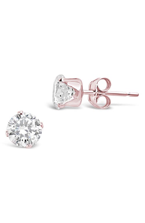 Sterling Forever 14k Rose Gold Over Silver Cz Studs In Metallic