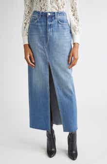 Rysa Front Slit Denim Maxi Skirt