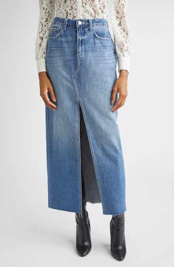 Rysa Front Slit Denim Maxi Skirt