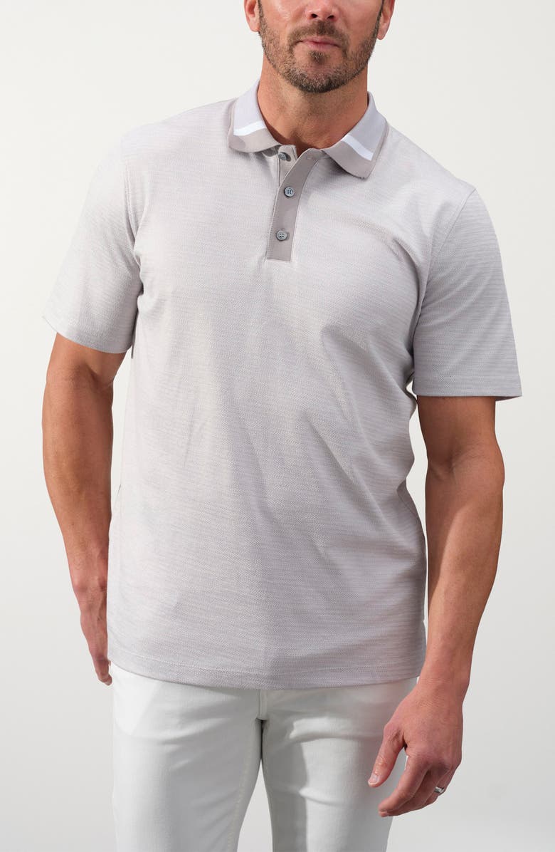 STUDIO GARNET LOS ANGELES Stretch Cotton Polo, Alternate, color, Platinum